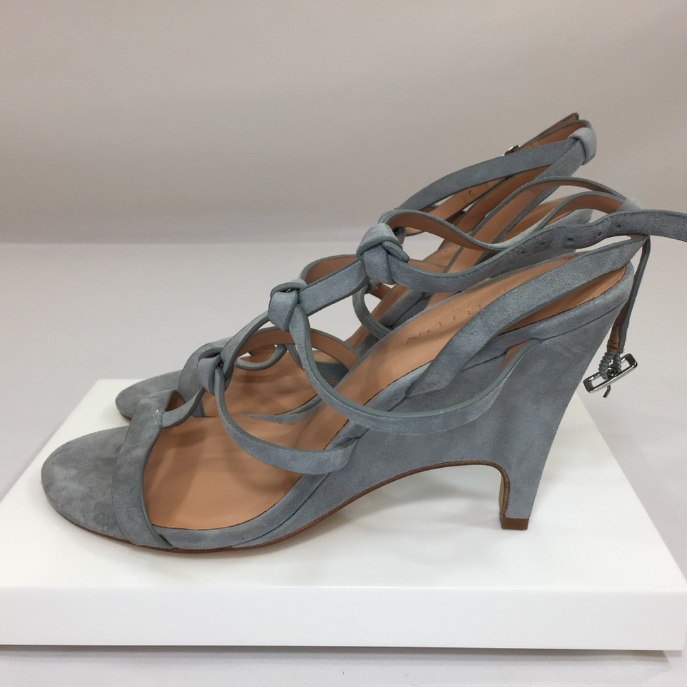 Halston Heritage Suede Blue Strappy Heels 8